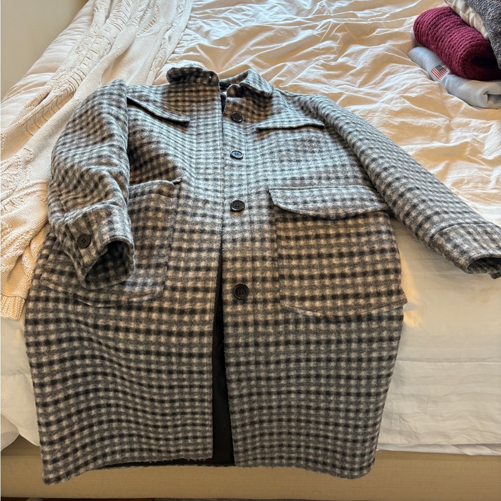 Stylish Gray Checkered Women's Coat